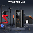 Portable Jump Starter with Air Compressor - 12V Car Battery Jumper Starter Box 5500A (All Gas/12L Diesel) 9-in-1 with Air