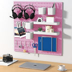 Peg Board Combination Kit, 8 Pegboards with 40 Accessories, Pegboard Wall Organizer for Office, Nursery & Home Storage, Key H