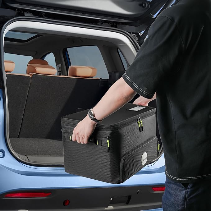 Golf Trunk Organizer, 2 Layers Golf Accessories Bag for Men, Waterproof Car Golf Storage Organizer with Compartment for 2