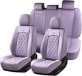Coverado Car Seat Covers Full Set, Purple Leather Seat Covers for Cars, Luxury Front and Back Car Seat Protector, Universal W