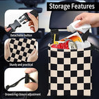 Car Trash Bag Large Hanging Can for Back of Seat, Cute Waterproof Car Garbage Bag for Vehicle, Travelling, Outdoor Cute Black Beige Plaid