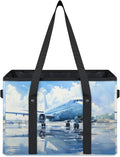 Reusable Grocery Bags Heavy Duty Shopping Bags Foldable Large Tote Bags with Long Handles & Hard Bottom