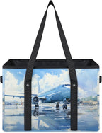 Reusable Grocery Bags Heavy Duty Shopping Bags Foldable Large Tote Bags with Long Handles & Hard Bottom