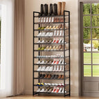Shoe Rack, 12-Tier Metal Shoe Organizer, Tall Shoe Rack for Closet,entryway,Garage, with Adjustable Flat or Angled Shelves, 5