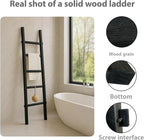 Blanket Ladder Fully Assembled 57in Wooden Ladder Shelf Living Room Bathroom Bedroom Decorative Wall Leaning Farmhouse Quilt 