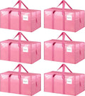 6 Pack Extra Heavy Duty Large Moving Bags with Strong Zipper & Comfortable Handles, Sturdy & Durable Clothes Storage Bags Tot