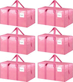 6 Pack Extra Heavy Duty Large Moving Bags with Strong Zipper & Comfortable Handles, Sturdy & Durable Clothes Storage Bags Tot