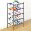 Smiry Bamboo Shoe Rack for Closet, 5 Tier Small Wooden Stackable Shoe Organizer, Free Standing Shoes Storage Shelf for Entryw