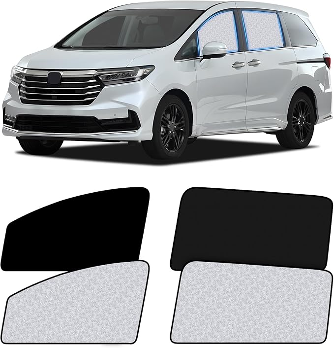 ZATOOTO Car Window Shades for Honda Odyssey 2020-2024, 4 Pcs Magnetic Car Window Covers, 100% UV Protection Foldable Privacy Curtains Side Window Sun Shade for Baby Breastfeeding Sleeping Camping