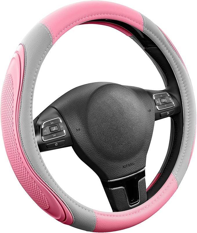 Road Comforts Car Steering Wheel Cover - Microfiber Leather Steering Wheel Wrap Sports 14.5-15 Inch Steering Wheel Cover Non-