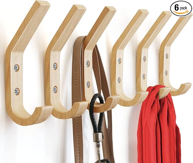 Wooden Coat Hooks Wall Hooks,Natural Oak Wood Hooks Decorative Vintage Wood Wall Hooks Organizer Heavy Duty Wall Mounted Hook