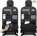 Back Seat Protector 2 Pack Fit For Ford F150 Car Kick Mats with Cup & Tissue Storage Organizer Pockets Waterproof Dirt Proof Faux Leather Auto Accessories For Kids(1 Pair Black)