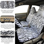 AUTOFAN Zebra Car Seat Covers for Full Set with 2 Seat Belt Pads & Universal 15 Inch Steering Wheel Cover Fit for Cars, Truck