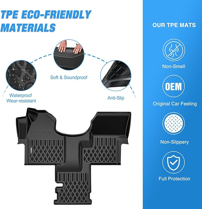 Nilight TPE Floor Mats for All Mercedes Benz Sprinter 2500 3500 2019 2020 2021 2022 2023 2024 2025 Weather Custom Fit Heavy Duty Floor Liners
