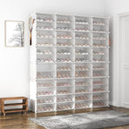 ROJASOP Shoe Storage Cabinet, 12-Tier Shoe Organizer 96 Pairs Extra Large Plastic Shoe Rack with Covers Portable Shoe Rack Or