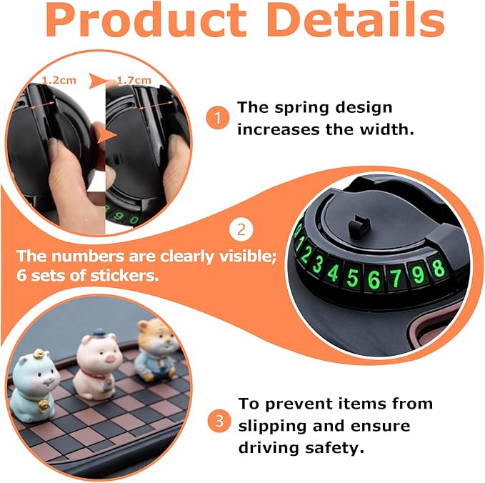 2 PCS Multifunction Car Anti-Slip Mat, All in One Car Organizer Pad,Universal Car Anti Slip Mat Phone Holder,Rotatable Vehicl