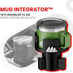 Integral Expandable Mug Holder - YETI 14oz Rambler Cup Holder - Car Cup Holder Expander with Adjustable Base - Rubber Tabs Hold Most Coffee Mugs Ramblers 10oz