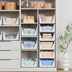 5 Pack Stackable Closet Storage Basket - Stackable Storage Bins, Multifunctional & Foldable Closet Organizer Waterproof, Ward