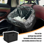 Car Trash Can, Leather Foldable Large Capacity Vehicle Hanging Garbage Bin Organizer, Waterproof Auto Interior Storage Bag Container Accessories, Universal for SUV Sedan Truck (Black)