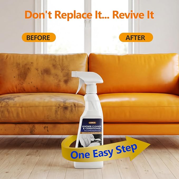 2-in-1 Leather Cleaner and Conditioner,16.9 oz,2 Pack,Car Cleaner and Conditioner for White & Black Vegan Leather,Safely Clea