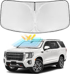 for GMC Yukon/Yukon XL 2021-2025 2026 Windshield Sun Shade - 4 Layers Car Sunshades for Front Windows Shade Cover Custom Fit Yukon Sun Visor 250T Retractable Shade Blocks UV Rays Car Accessories