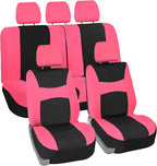 FH Group Car Seat Covers Full Set Cloth - Universal Fit,Automotive Seat Covers,Low Back Front Seat Covers,Airbag Compatible,S