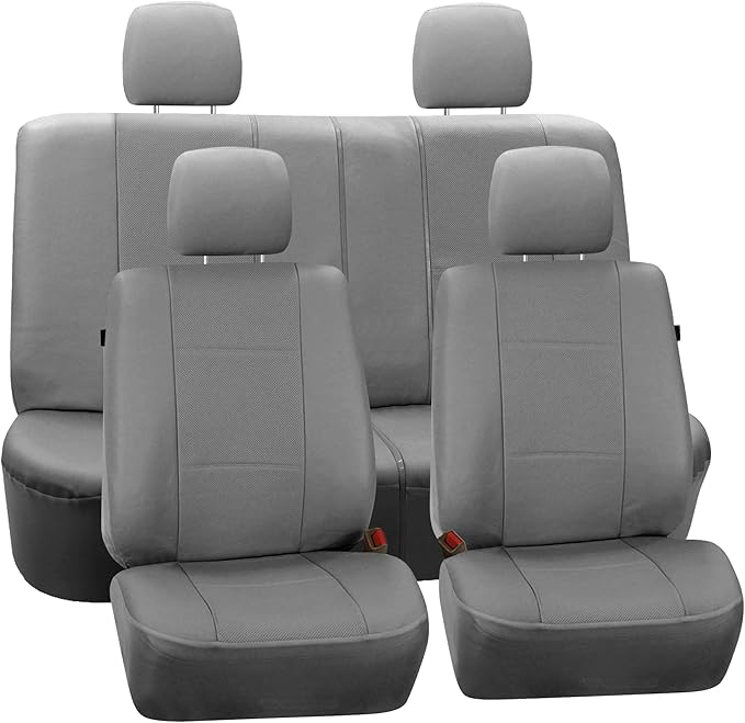 FH Group Full Set Faux Leather Car Seat Covers for Low Back Front Seat Covers, Airbag Compatible, Split Bench Rear Seat, Univ