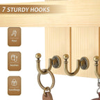Rebee Vision Farmhouse Pine Key Holder Wall Mount for Room Decor - Key Holder for Wall with Floating Shelf for Placeable Plan
