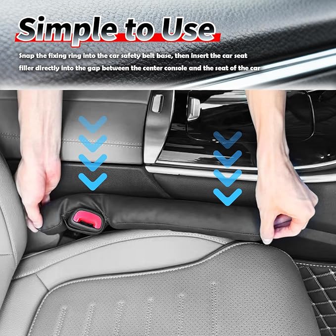 Aokdom 2026 Latest 2PCS Upgraded Car Seat Gap Filler with Fixing Ring,Elastic Car Gap Filler to Avoid Dropping Cell Phones/Keys,Essential Cars Gaps Seat Fillers Cars Accessories