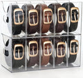Belt Organizer - 2 Pack Clear Stackable Belt holder For Closet Drawer Storage - 5 Compartments with Removable Dividers, Multi