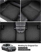 Powerty Floor Mats for 2022-2025 2026 Kia EV6 Accessories All Weather Floor Liner 3D TPE 1st & 2nd Row Floor Mat Heavy-Duty Floor Liners