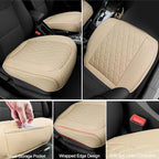 2 Pack Leather Front Car Seat Cover Bottom Car Seat, Anti-Slip and Full Wrap Driver Car Seat Protectors with Storage Pocket, 