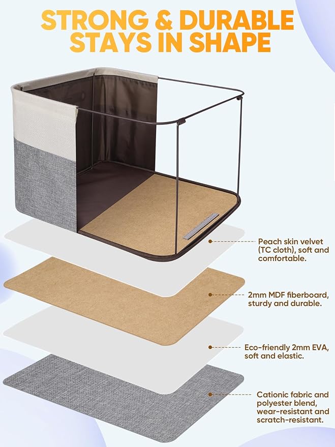 BALEINE 3 Pack Fabric Closet Storage Bins for Shelves, Linen Closet Organizers and Storage, Decorative Baskets for Organizing