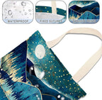 Car Trash Bag Hanging No Snap Small Garbage Bag for Car Back Seat Cute Printed One-handed Strap Trash Bags Car Accessories-Mountain Moon Lake Car Trash Bags