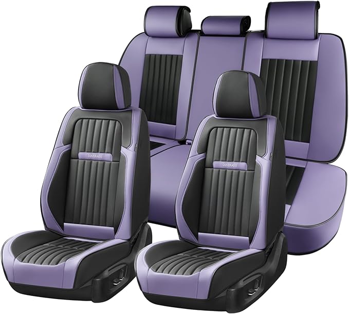 Coverado Car Seat Covers Full Set, Seat Covers for Cars, Car Seat Cover, Car Seat Protector, Leather Car Seat Cushion, Waterp