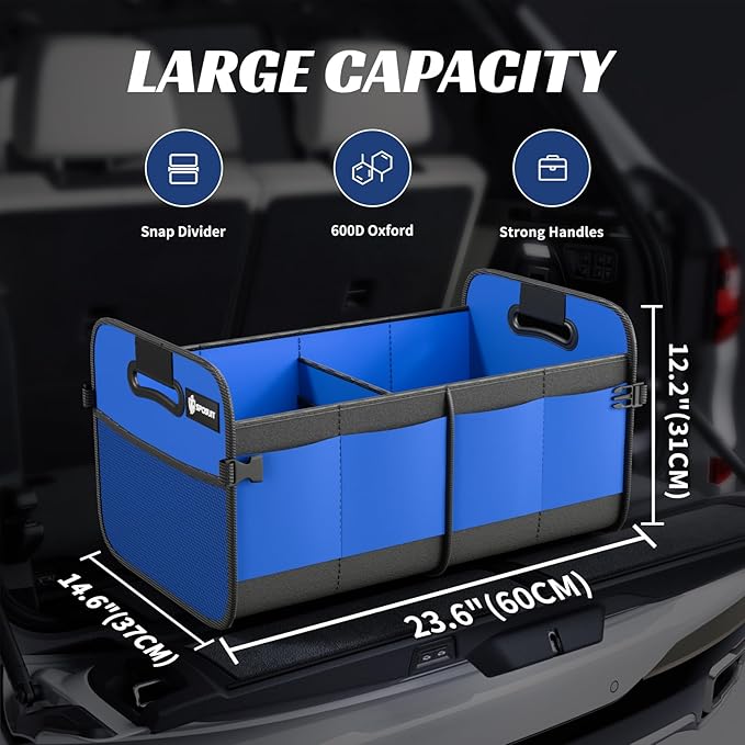 Sposuit Trunk Organizer for Car - 70L Collapsible Car Storage with 11 Pockets & Reinforced Handles, SUV Trunk Organizers for
