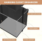 STORAGE MANIAC 2-Shelf Hanging Closet Organizer, Cloth Hanging Closet Shelf, Hanging Closets Baskets with Hooks for Dorm, Apt