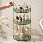 360° Rotating Makeup Organizer, Large Capacity Skincare Organizer, 3 Tier Cosmetic Skin Care Perfume Dresser Organizer, Fits 