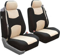FH Group Car Seat Covers All-Purpose Built-in Seatbelt Front Set - Universal Fit for Cars, Trucks & SUVs (Beige/Black) FB3511