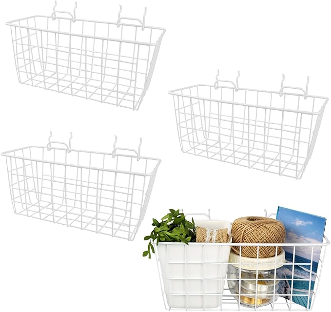 G.CORE 4 Pack Pegboard Baskets, Metal Shelves Hooks to 1/8" 1/4" Peg Boards, Peg Board Baskets Bins Set - Organize Tools Work
