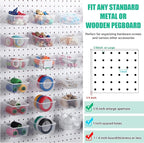 Unittype 24 Set Clear Peg Board Baskets and Bins Pegboard Baskets Organizer Accessories Peg Board Bins with Hooks Sticker Lab