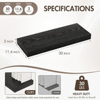 30 Inch Floating Shelves, 12" Deep Floating Shelf Wall Mounted, 30" Wall Shelves, Rustic Deep Bookshelf, Extra Deeper & Thick