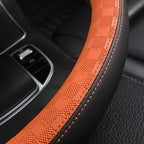 Car Leather Steering Wheel Cover - Panapi Material, Universal 14.5-15 Inch Leather Anti-Slip Breathable Auto Steering Wheel C