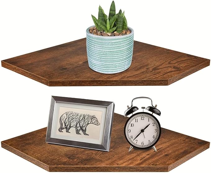 eosHOM FWSH00003 Floating Wall Storage Shelf, Classic Design with Natural Wood Finish, Space-Saving Wall Shelf for Decor, Boo