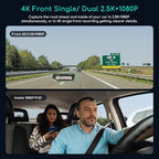 COOAU D30S 4K Dash Cam with GPS Wi-Fi, Front and Inside Dual 2.5K 1080P, Uber Car Camera with Infrared Night Vision, Supercap