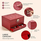 Greenfeather Jewelry Boxes for Women, Jewelry Organizer Box with Lid 3 Layers for Necklaces Rings Earrings and Bracelets Box 