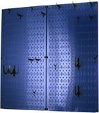 Wall Control Kitchen Pegboard Organizer Pots and Pans Storage Rack Organization Kit with Blue Pegboard and Black Accessories
