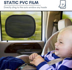 Miniature Static Cling Car Window Shades, Removable Tint for Car Windshield Covers Blocks Sun Glare Patch Sun Screen Car Sun Shade for Side Window Baby, Driver Window Sunshade, Glare Visor 4 Pack