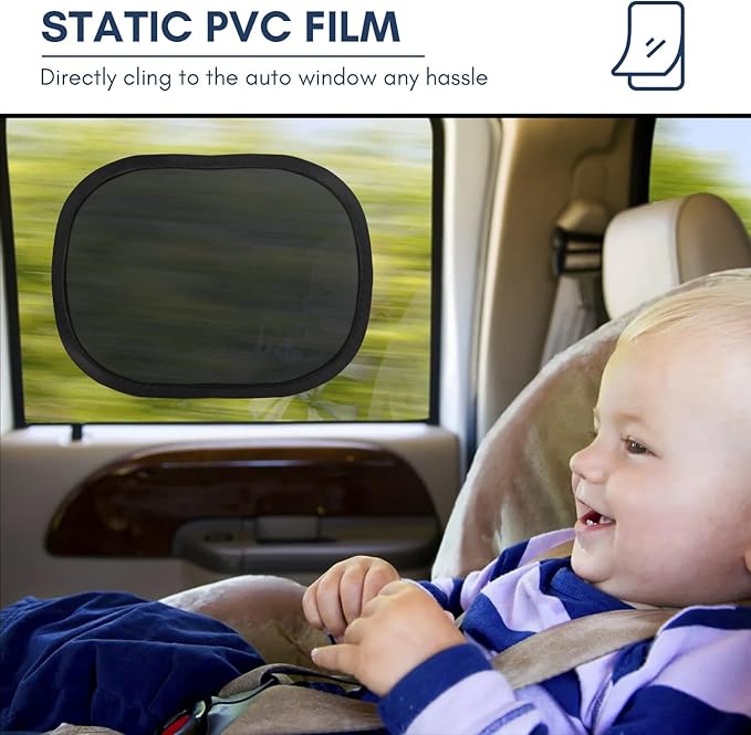 Miniature Static Cling Car Window Shades, Removable Tint for Car Windshield Covers Blocks Sun Glare Patch Sun Screen Car Sun Shade for Side Window Baby, Driver Window Sunshade, Glare Visor 2 Pack