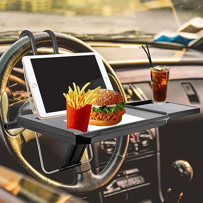 Toolly Car Steering Wheel Seat Tray for Writing Laptop Dining Food Drink Work